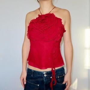 BCBG Women's Red and Pink Vests-tanks-cami